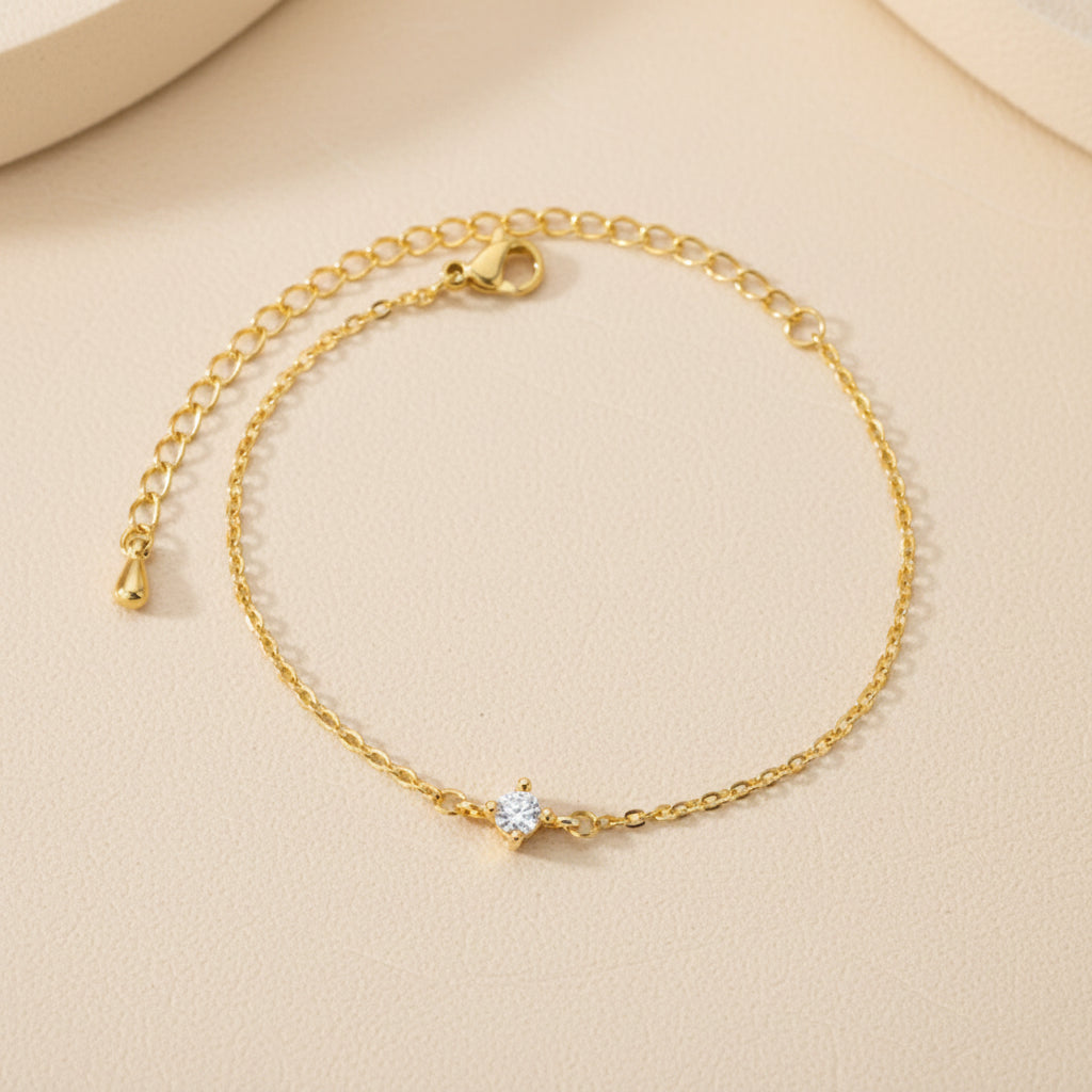 Zircon Circle Bead Bracelet – Stainless Steel