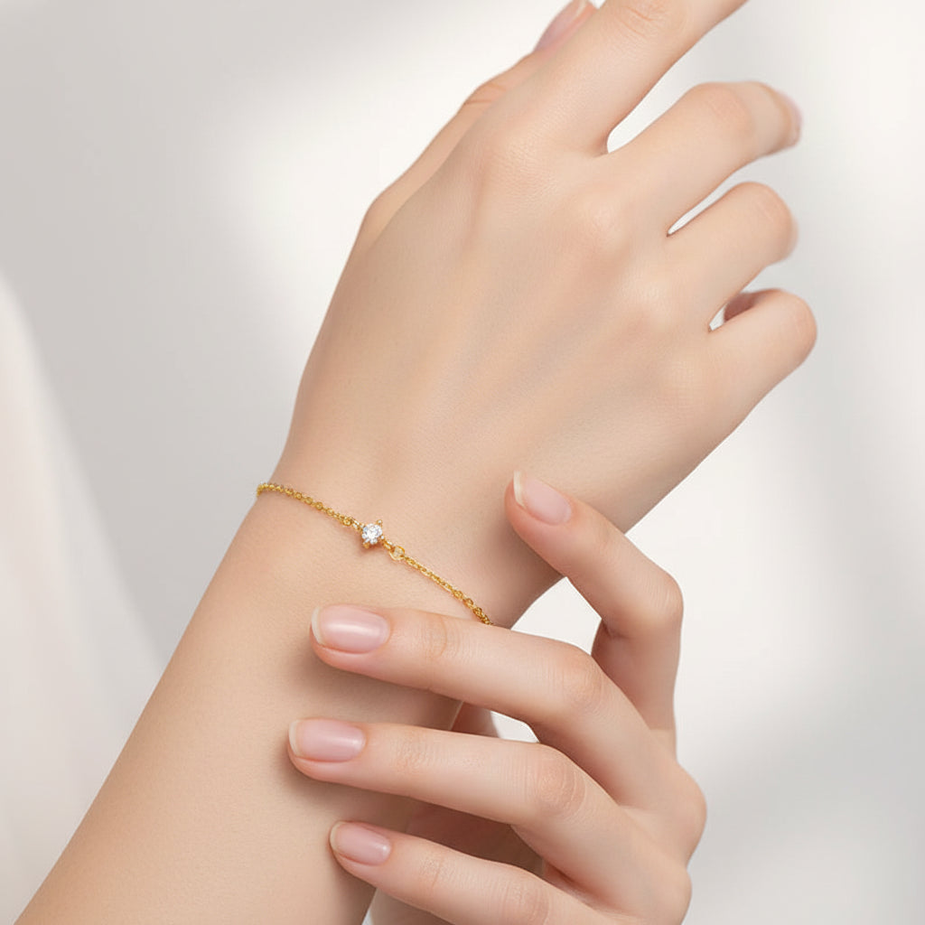Zircon Circle Bead Bracelet – Stainless Steel