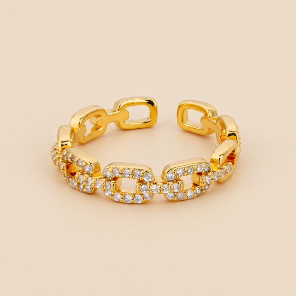 Zircon Twist Chain Ring – Stainless Steel