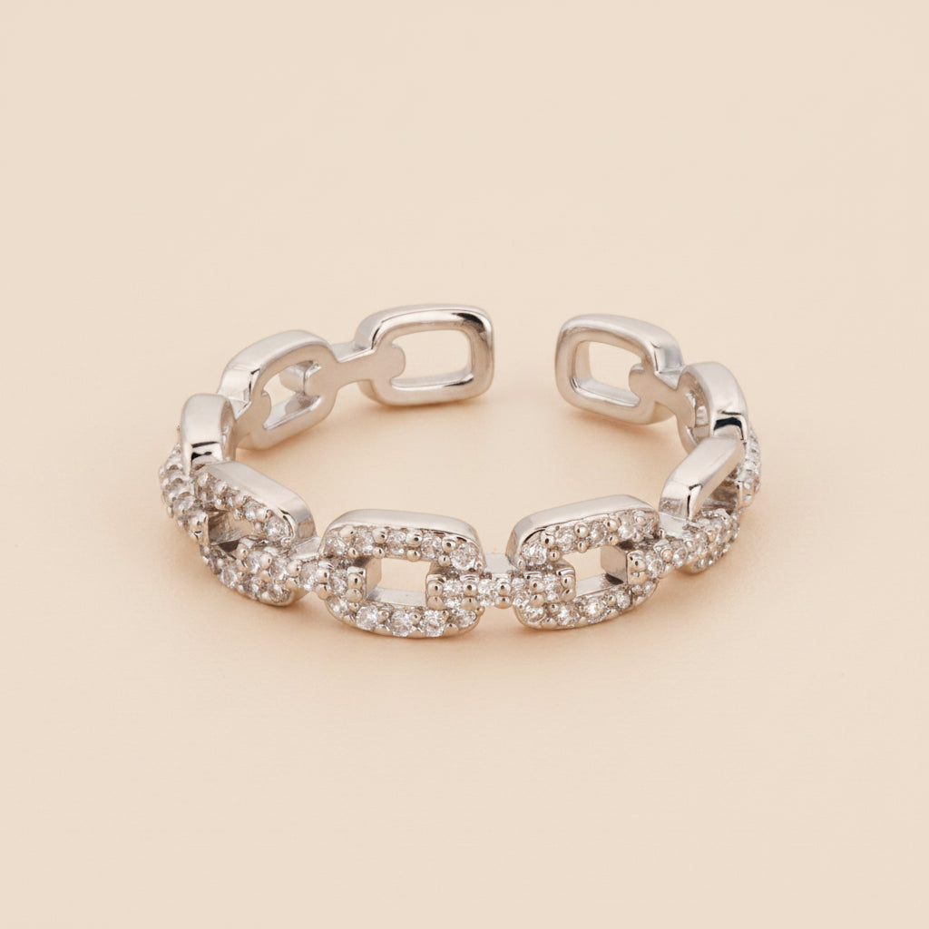 Zircon Twist Chain Ring – Stainless Steel
