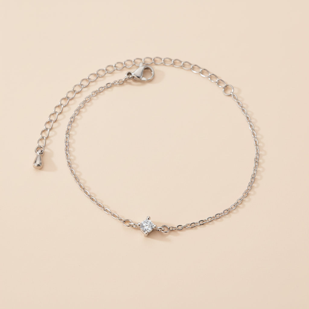 Zircon Circle Bead Bracelet – Stainless Steel