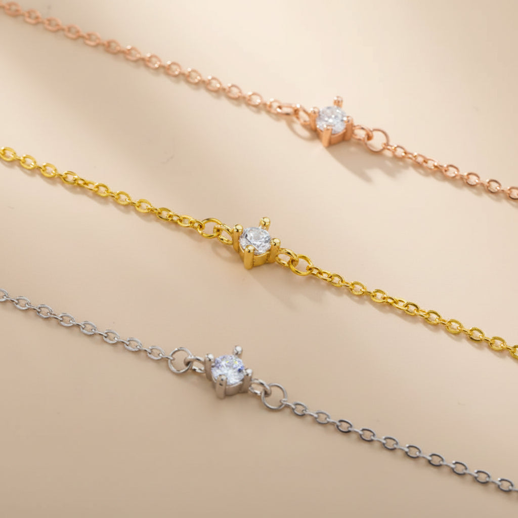 Zircon Circle Bead Bracelet – Stainless Steel