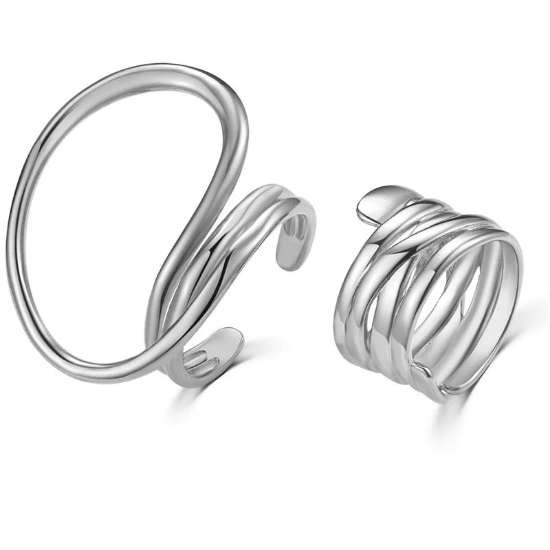 Geometric Statement Rings Set (2pcs)