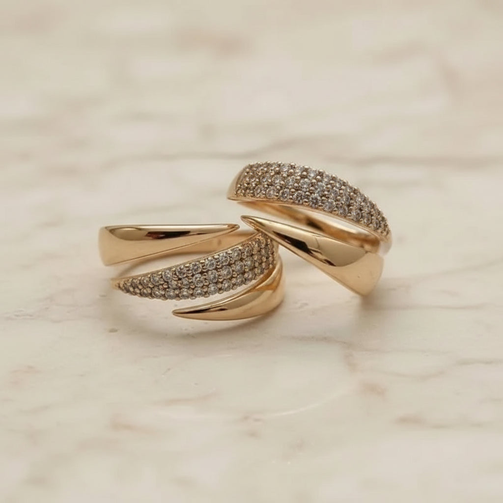 Gold Plated Sun Ring – Natural Stone Inlaid