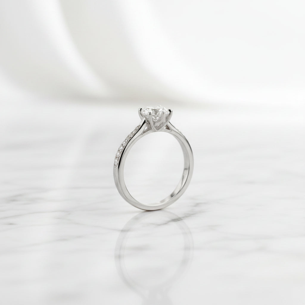 925 Silver Six-Claw Solitaire Ring