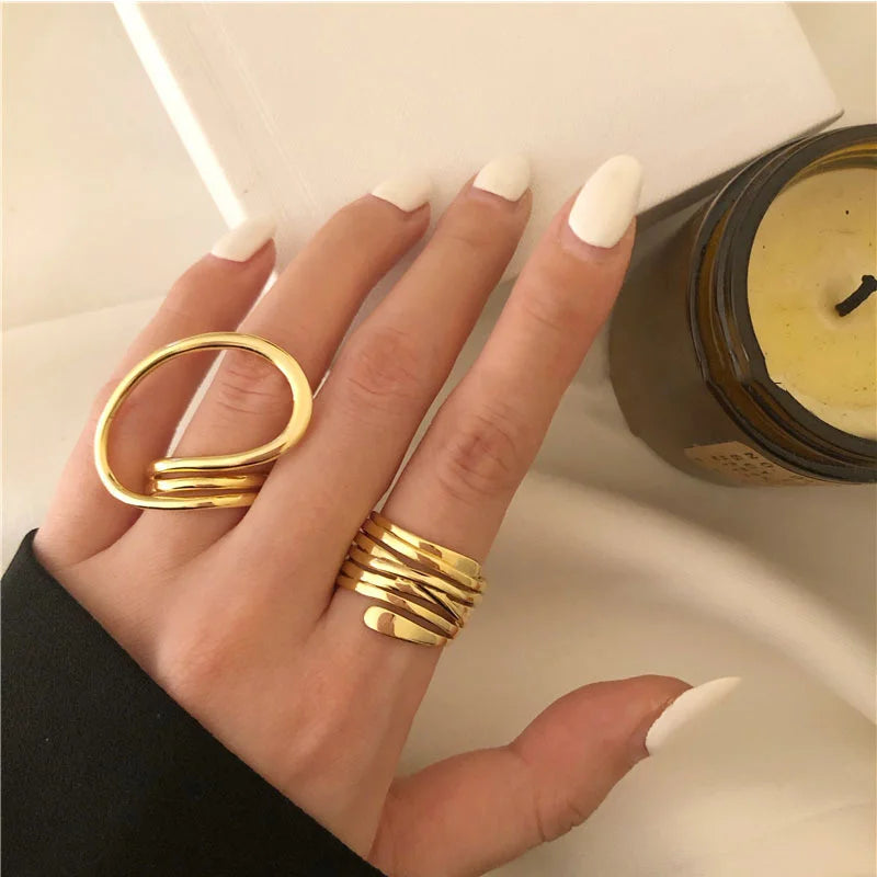 Geometric Statement Rings Set (2pcs)