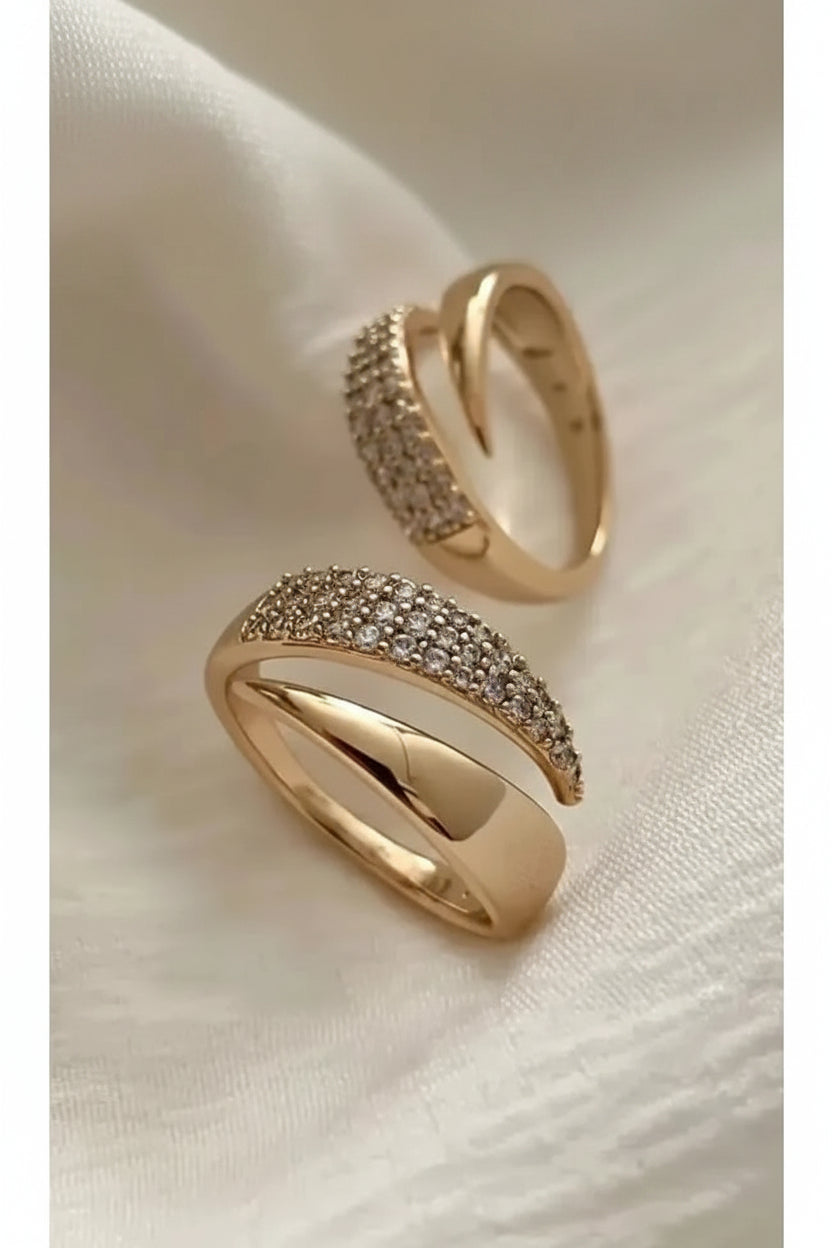 Gold Plated Sun Ring – Natural Stone Inlaid