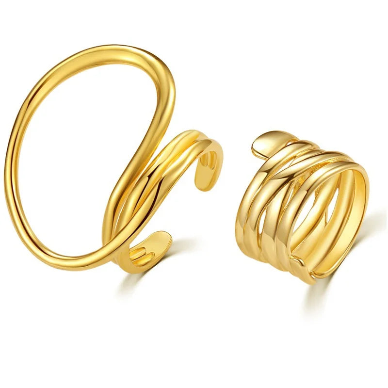 Geometric Statement Rings Set (2pcs)