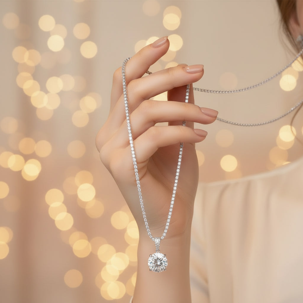 Sparkling Crystal Zircon Pendant Necklace