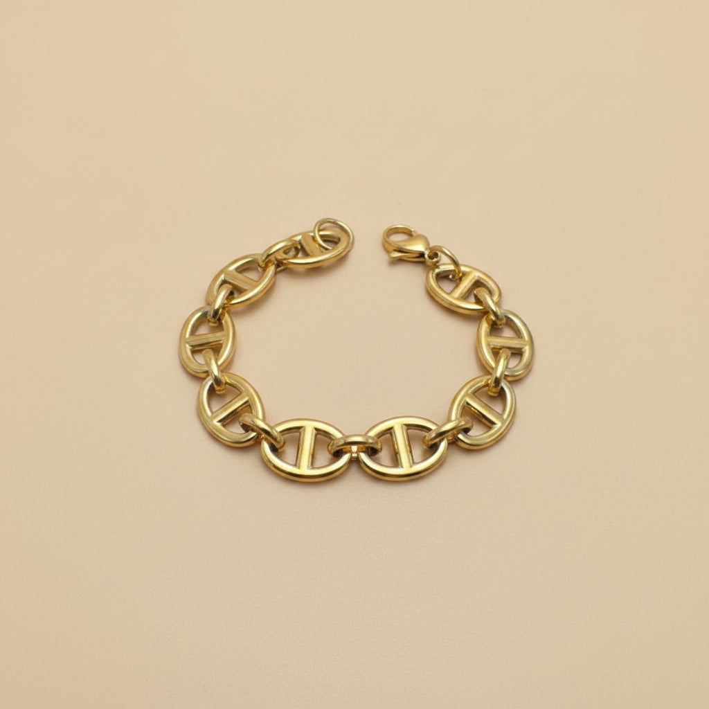 Gold Skeleton Wide Bangle Bracelet