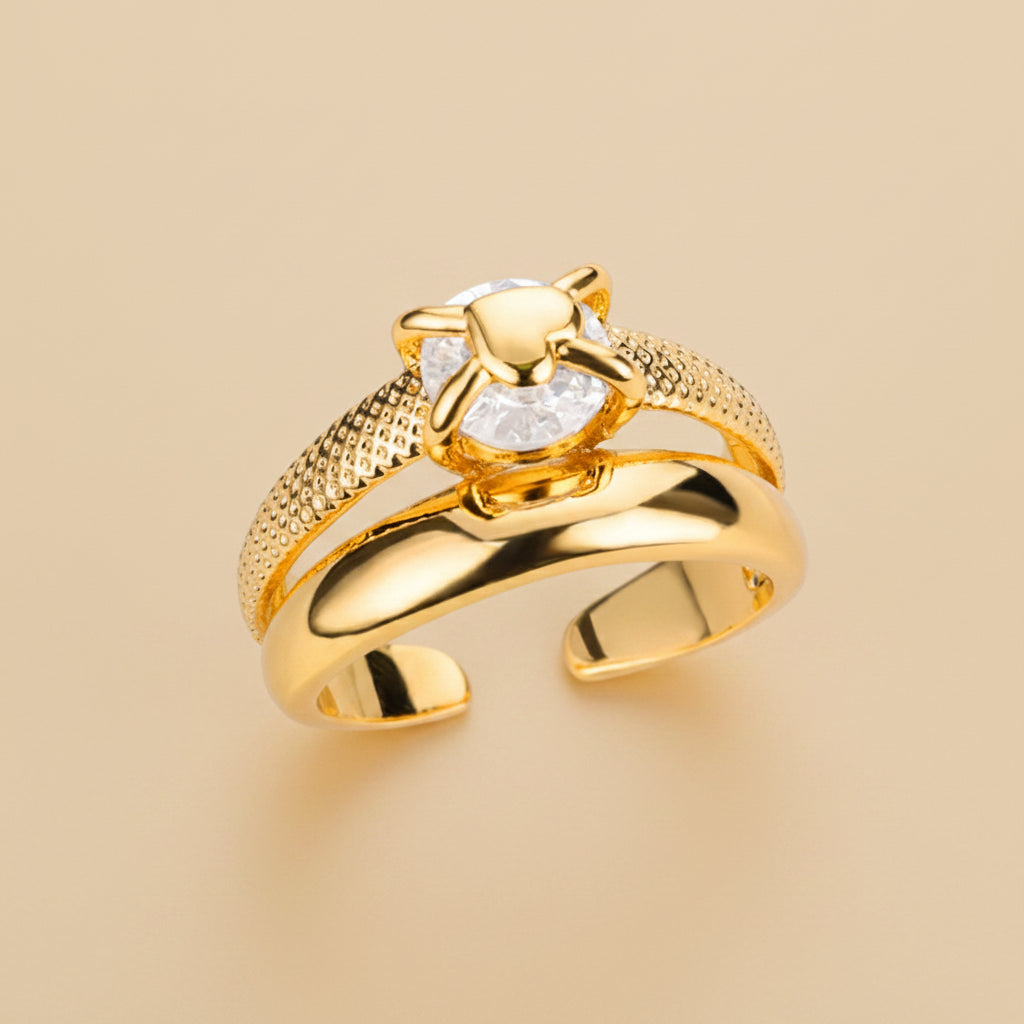18K Gold Plated Heart Ring – Adjustable