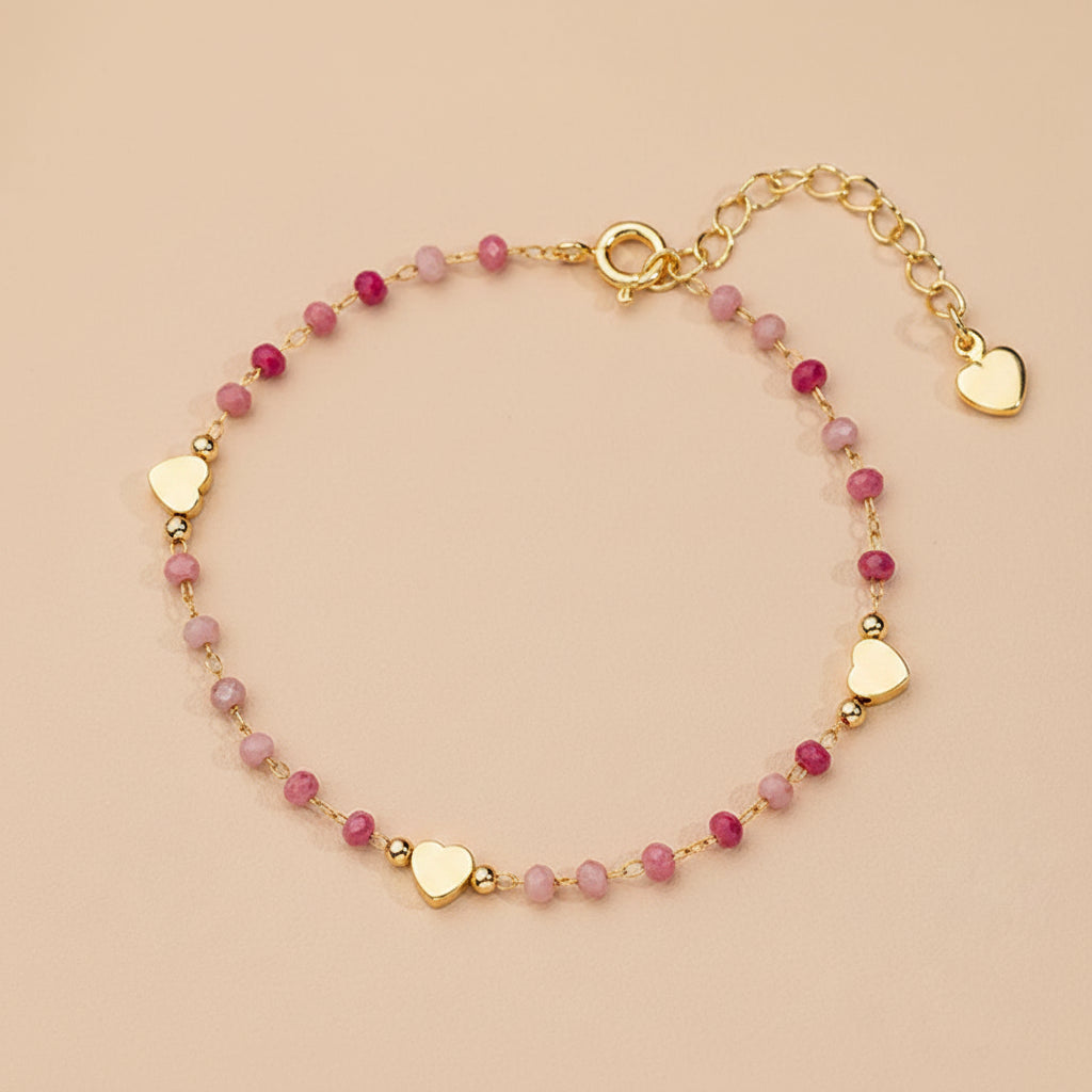 Natural Stone Heart Bangle Bracelet