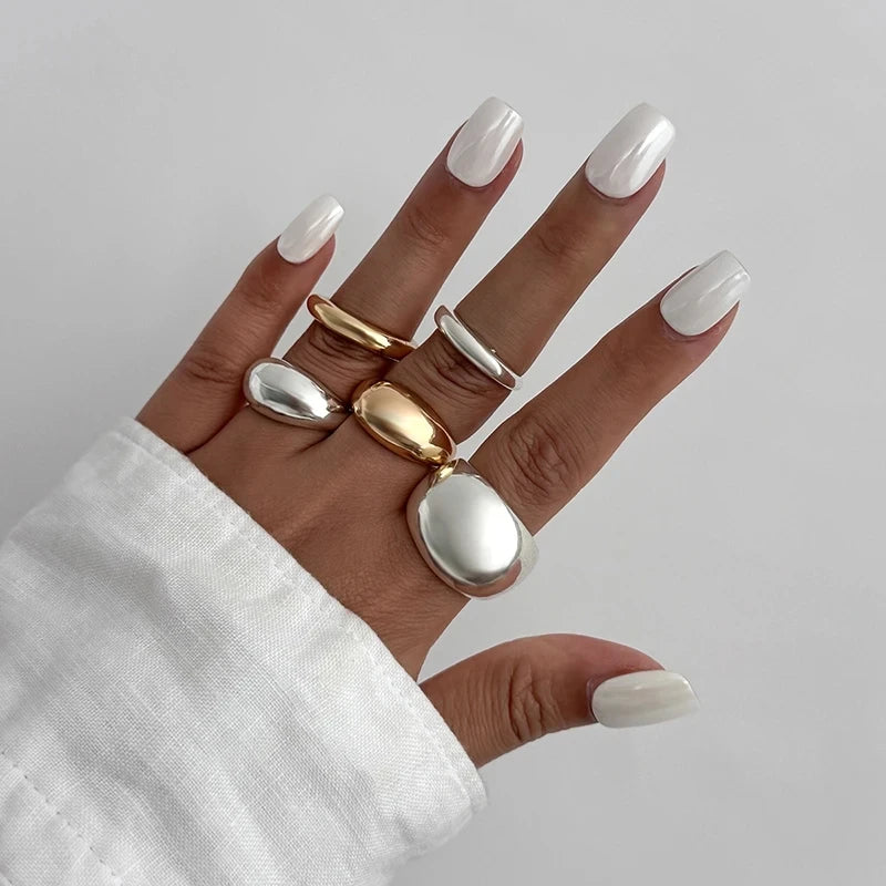 Smooth Metal Open Rings Set (6pcs)