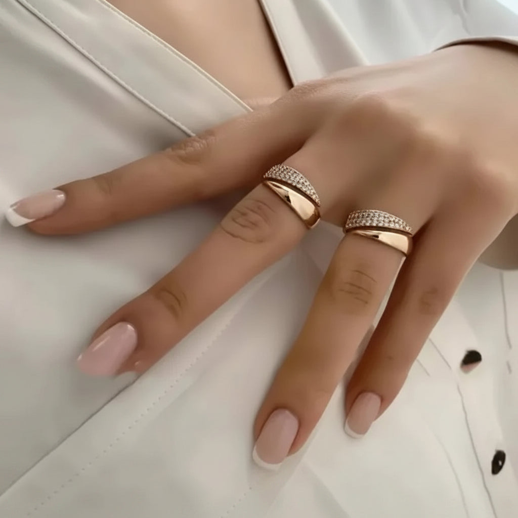 Gold Plated Sun Ring – Natural Stone Inlaid