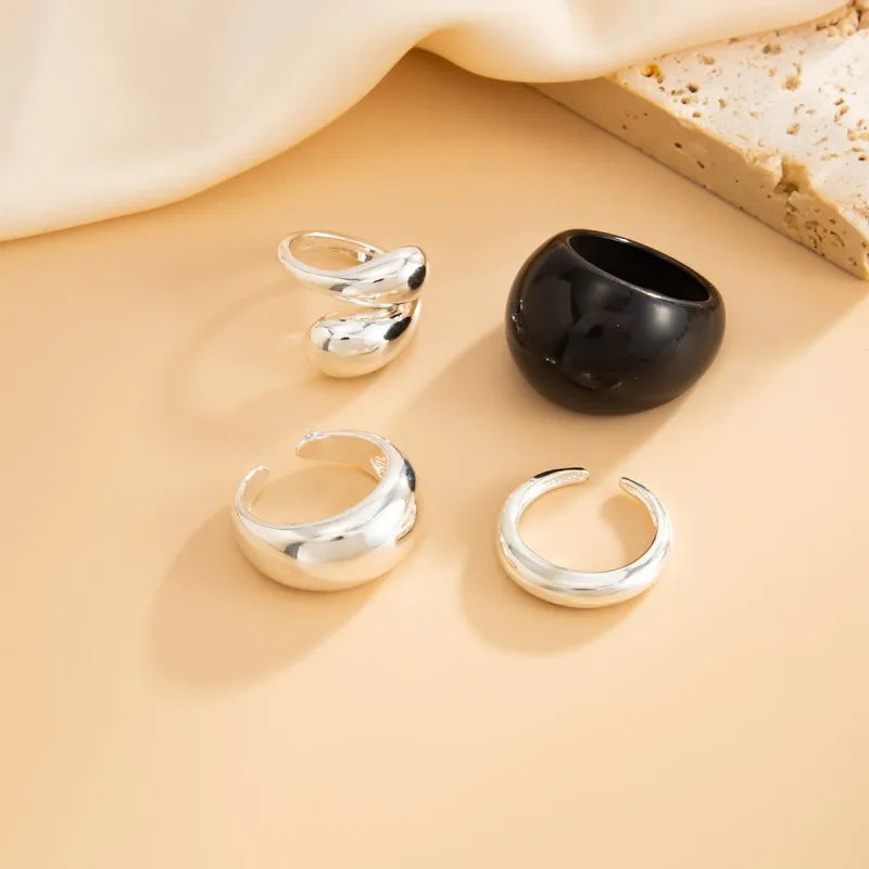 Smooth Metal Open Rings Set (6pcs)