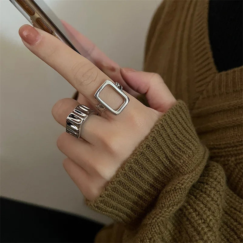 Geometric Statement Rings Set (2pcs)