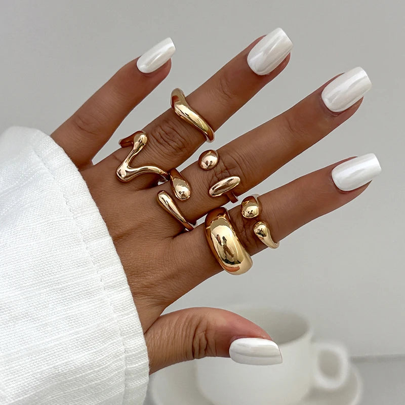 Smooth Metal Open Rings Set (6pcs)