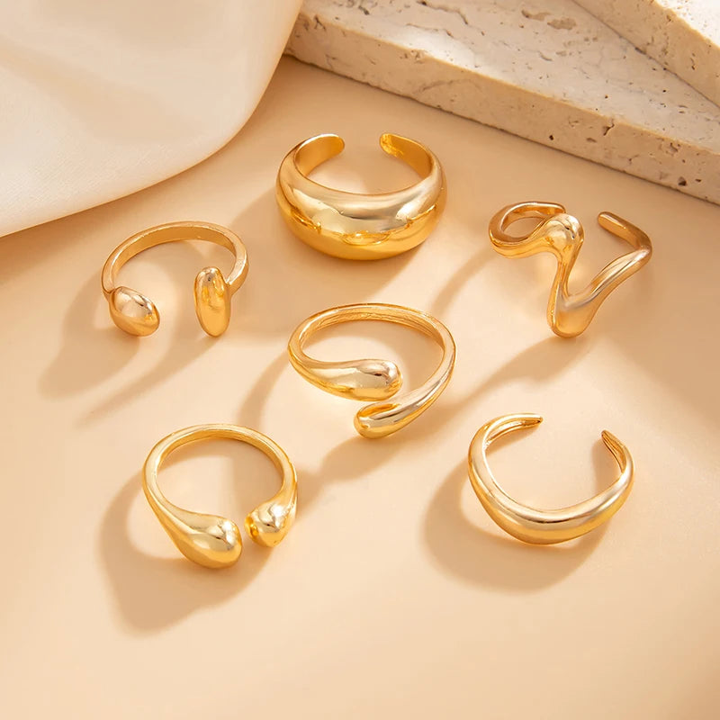 Smooth Metal Open Rings Set (6pcs)