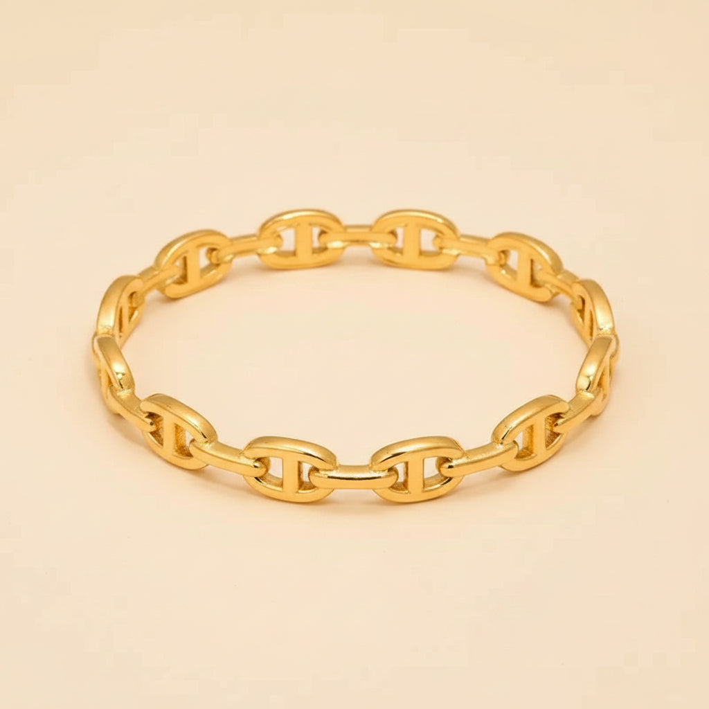 Gold Skeleton Wide Bangle Bracelet