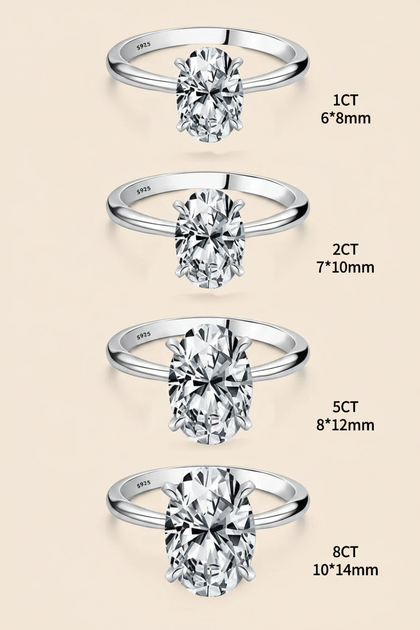 925 Sterling Silver Oval Zircon Ring