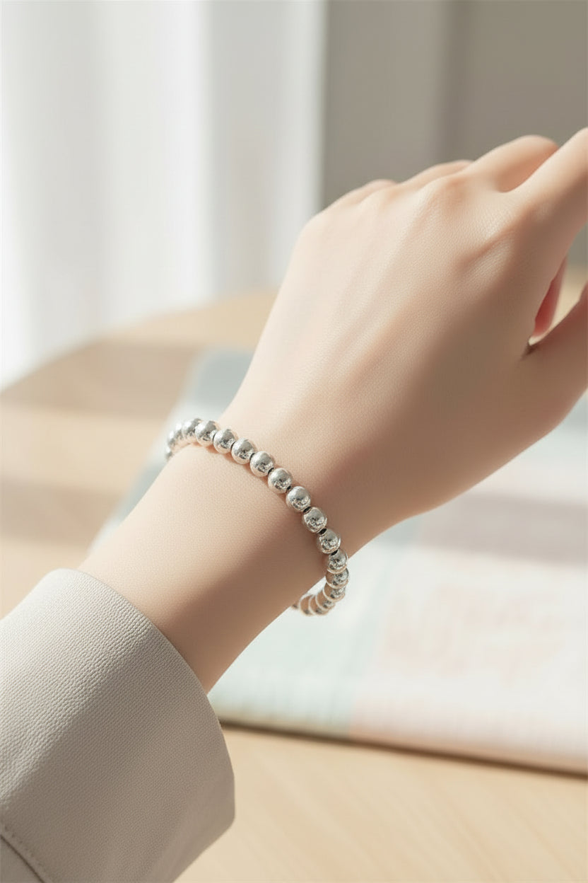 Minimalist Silver Ball Chain Bracelet
