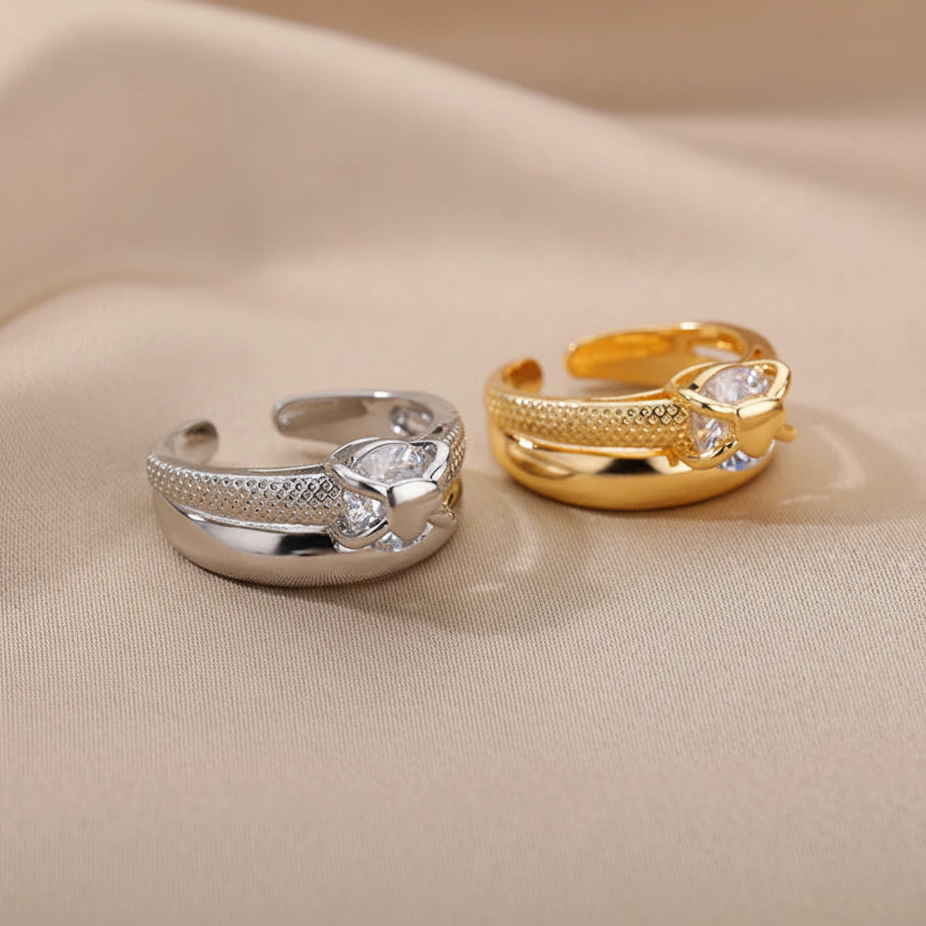 18K Gold Plated Heart Ring – Adjustable