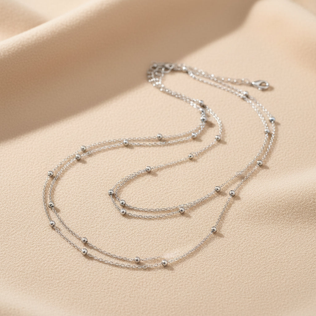 Layered Gold Stainless Steel Necklace – Minimalist Multi-Layer Chain Choker for Women