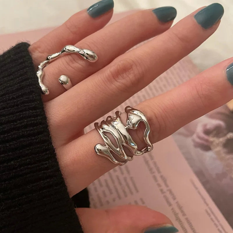 Geometric Statement Rings Set (2pcs)