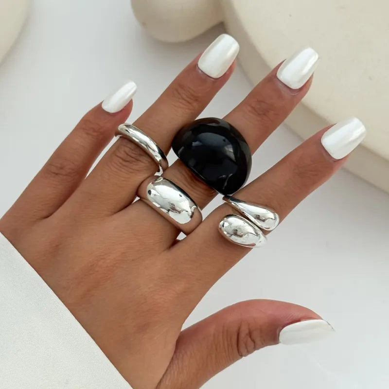 Smooth Metal Open Rings Set (6pcs)