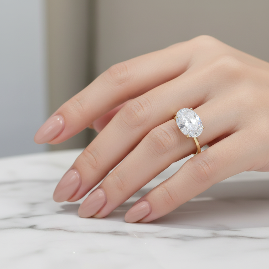 925 Sterling Silver Oval Zircon Ring